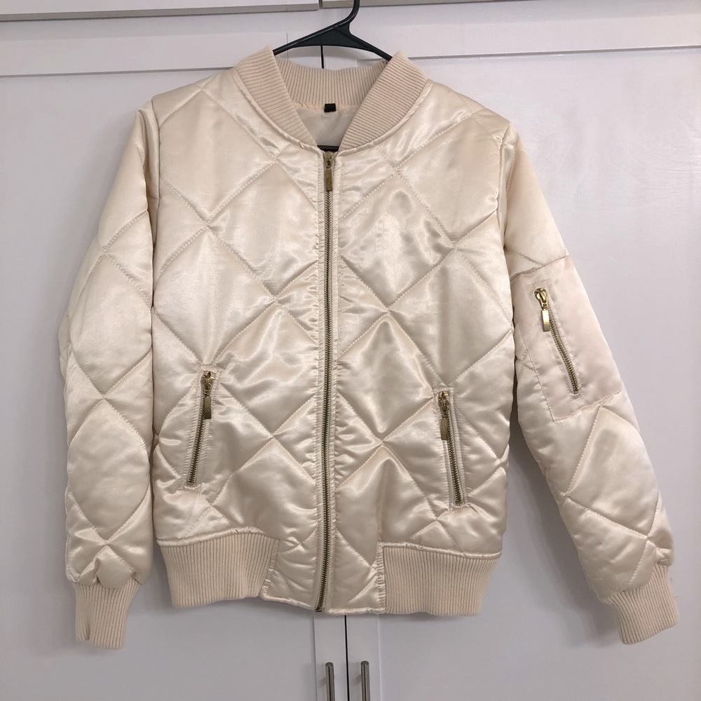 Cream/rose pink bomber jacket